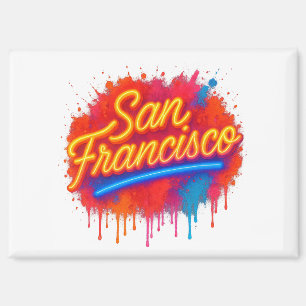 Aimant San Francisco Neon Splash Street Art T-Shirt