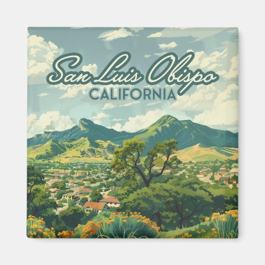 Aimant San Luis Obispo SLO California Central Coast Retro (Devant)
