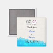 Aimant Sandales de plage Mariage Merci (Recto/Verso)