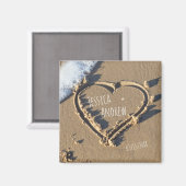 Aimant Sandy Beach Noms personnalisés Coeur Enregistrer l (Recto/Verso)