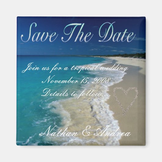Aimant Sandy Beaches Save the Date (Devant)