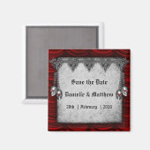 Aimant Sang Rouge Soie Crânes d'argent Gothique Enregistr (Recto/Verso)