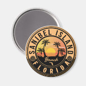 Aimant Sanibel Island Florida Retro Sunset Souvenirs (Recto/Verso)