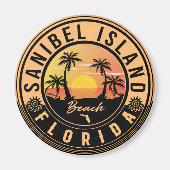Aimant Sanibel Island Florida Retro Sunset Souvenirs (Devant)
