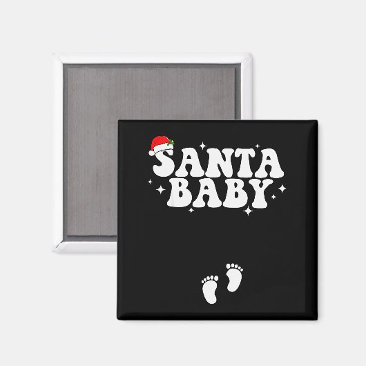 Aimant Santa Baby Christmas Pregnancy Announcement Pregna (Recto/Verso)
