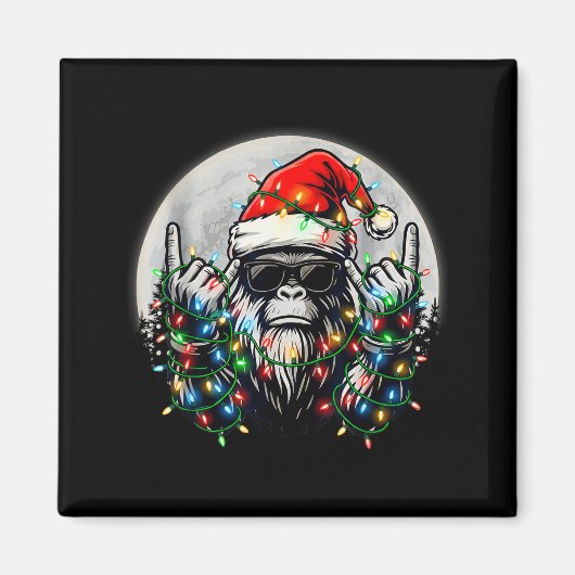 Aimant Santa Bigfoot Christmas Tree Xmas Lights Funny Sas (Devant)