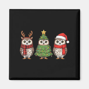 Aimant Santa chouette arbre de Noël chouette amoureux ani