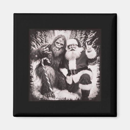 Aimant Santa Claus And Sasquatch Bigfoot Funny Joyful Sno (Devant)