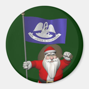 Aimant Santa Claus Avec L'Ensigne De Louisiane