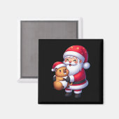 Aimant Santa Claus Hugs Capybara Funny Christmas Matching (Recto/Verso)