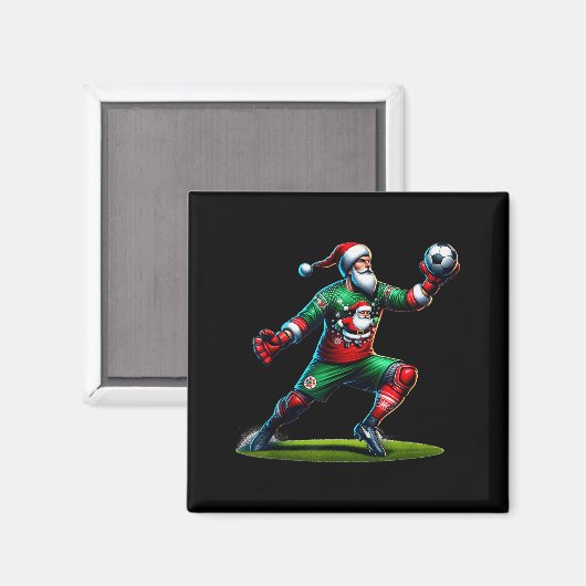 Aimant Santa Claus Soccer Goalie Christmas Xmas (Recto/Verso)