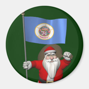 Aimant Santa Claus with Ensign of Minnesota