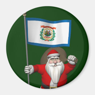 Aimant Santa Claus With Ensign Of West Virginia