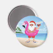 Aimant Santa Claus with flamingo (Recto/Verso)