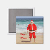 Aimant Santa Clause sur la plage les plus chauds souhaits (Recto/Verso)