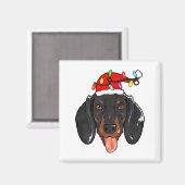 Aimant Santa Dachshund Light Christmas (Recto/Verso)