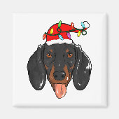 Aimant Santa Dachshund Light Christmas (Devant)
