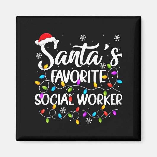 Aimant Santa Favorite Social Worker Christmas Lights Fami (Devant)