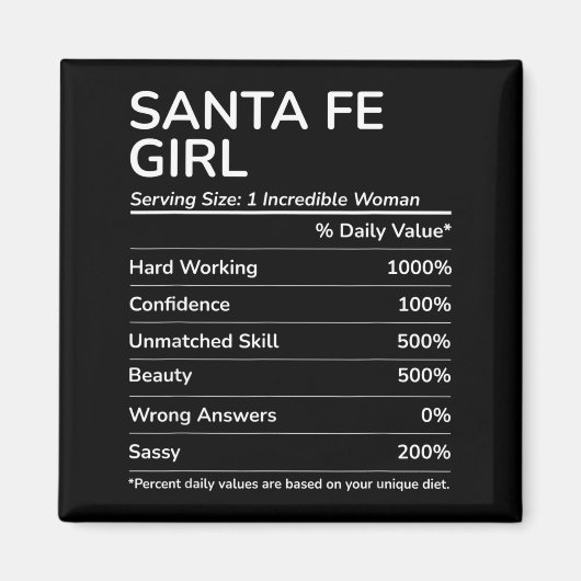 Aimant Santa Fe Girl Funny New Mexico Hometown  (Devant)