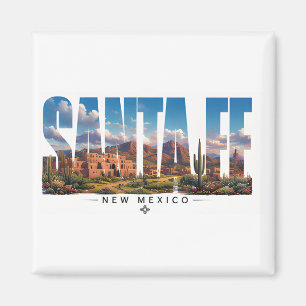 Aimant Santa Fe Nouveau-Mexique Voyage Montagne Adobe