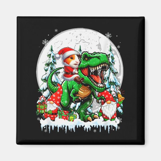 Aimant Santa Guinea G Riding T-rex Gnomes Christmas Trees (Devant)
