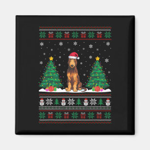 Aimant Santa Hat Irish Wolfhound Chien Xmas Tree Lumières