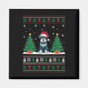 Aimant Santa Hat Schnauzer Chien Feux de Noël Lumières