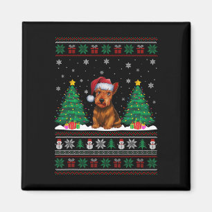 Aimant Santa Hat Scottish Terrier Dog Xmas Tree Lumières
