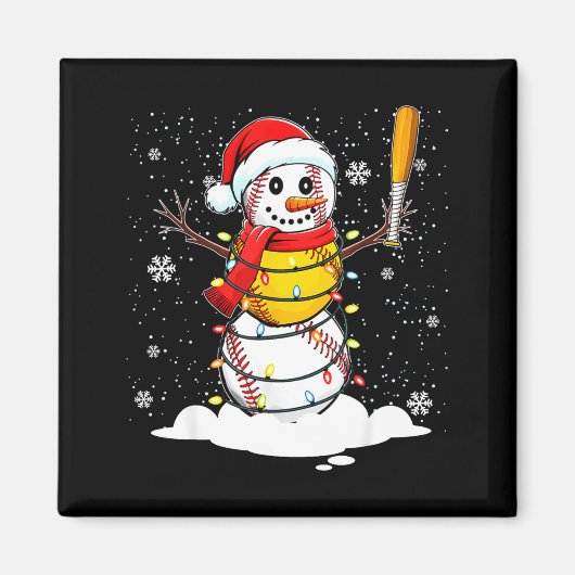 Aimant Santa Hat Snowman Xmas Funny Baseball Softball Chr (Devant)