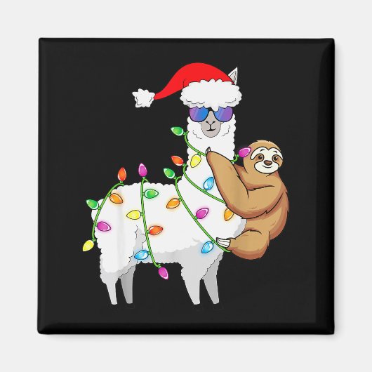 Aimant Santa Llama Xmas Funny Llama Sloth Christmas (Devant)