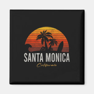 Aimant Santa Monica Californie Rétro Surfeur Plage Vintag