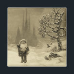 Aimant SANTA OF THE GNOMES Funny Christmas Sepia Brown<br><div class="desc">Mixed media painting ,  fine art   digital art. Little Gnome is a rare old italian toy that we have from the years 1950.</div>