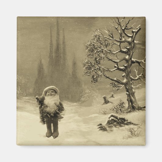 Aimant SANTA OF THE GNOMES Funny Christmas Sepia Brown (Devant)