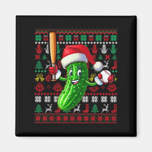Aimant Santa Pickle Playing Baseball Xmas Player Vegan Sw (Devant)
