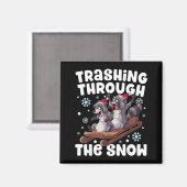 Aimant Santa Racoon Trashing Through The Snow Cute Christ (Recto/Verso)