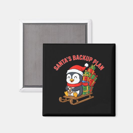 Aimant Santa’s Backup Plan Cute Penguin Christmas Design  (Recto/Verso)