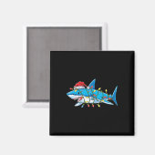 Aimant Santa Shark Christmas Lights Sharkma Tree Xmas Bo (Recto/Verso)