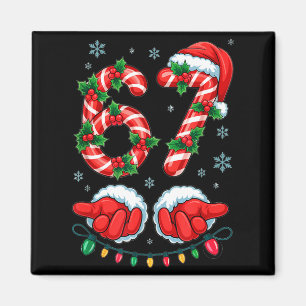 Aimant Santa Six Seven 67 Mème Noël 67 Canne en Bonbon Ki