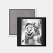 Aimant Santa Snowman Reindeer Taking A Selfie Photo Chris (Recto/Verso)