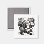 Aimant Santa With Bigfoot Christmas Lights Funny Sasquatc (Recto/Verso)