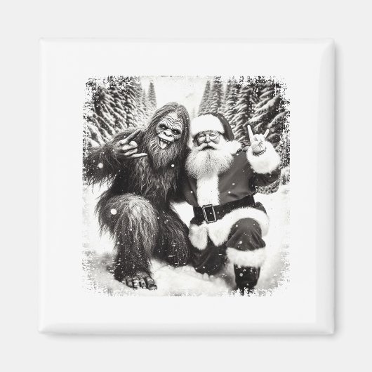 Aimant Santa With Bigfoot Christmas Lights Funny Sasquatc (Devant)