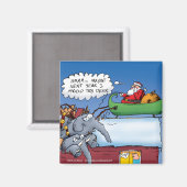 Aimant Santas Elephants Drôle Caricature de vacances (Recto/Verso)