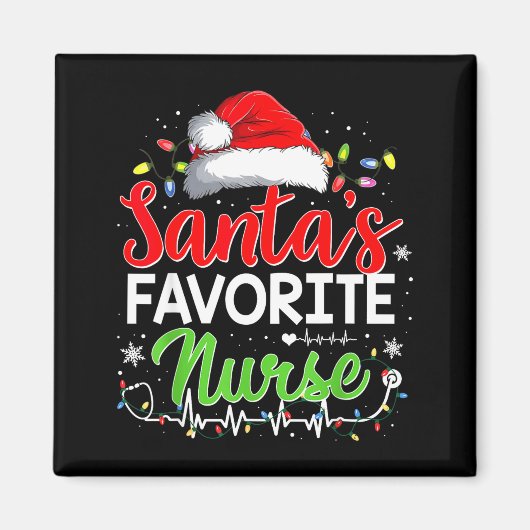Aimant Santa's Favorite Nurse Funny Christmas Nurse Xmas  (Devant)