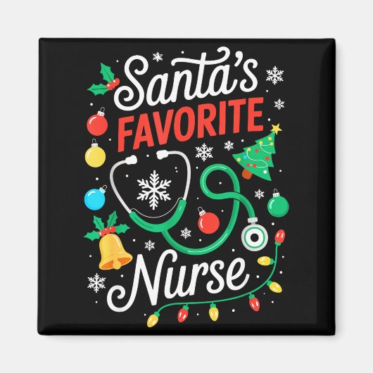 Aimant Santa's Favorite Nurse Shirt Men Women Funny Chris (Devant)