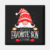 Aimant Santas Favorite Son Gnome Matching Christmas Paja (Devant)