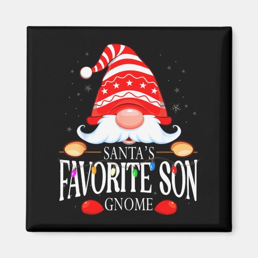 Aimant Santas Favorite Son Gnome Matching Christmas Paja (Devant)