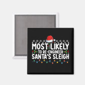 Aimant Santas Sleigh Noël, Ingénieur (Recto/Verso)