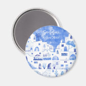 Aimant Santorin Grèce Aquarelle Keepsaké (Recto/Verso)