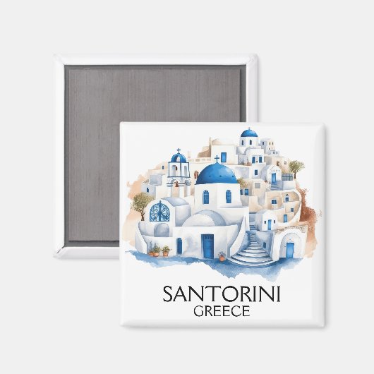 Aimant Santorin Grèce Bleu Toit Bâtiments Architecture (Recto/Verso)