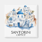 Aimant Santorin Grèce Bleu Toit Bâtiments Architecture (Devant)